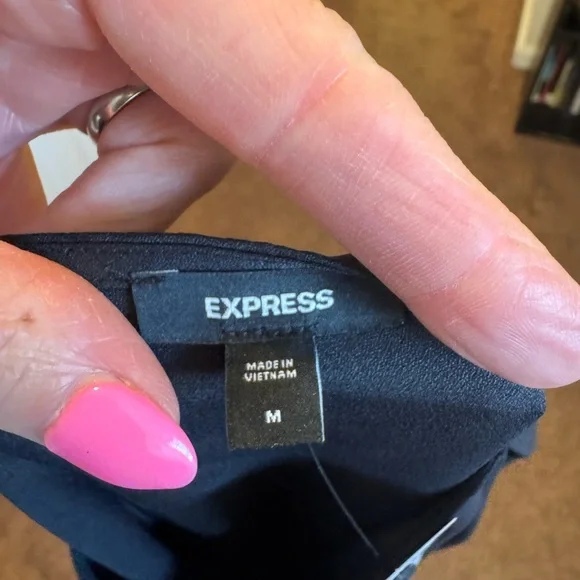 Express Black Fit Flare Puff Sleeve Dress A Line Mini Size S M L NEW $78 - Picture 7 of 16